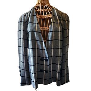 Escada Margaretha Ley Grey Textured Twill Black Cream Jacket Size 38 - 8